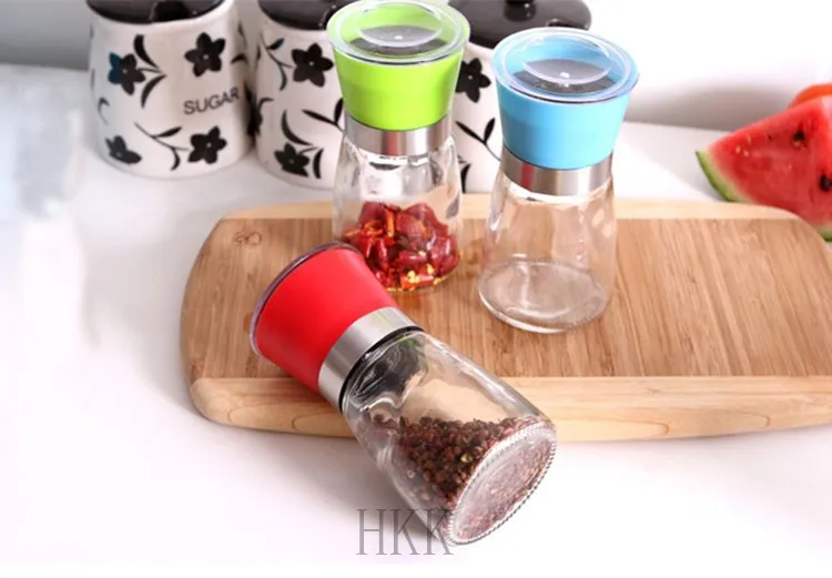 180 X New Handheld Glass Pepper Salt Spice Sleek Grinder Mill Pepper Herb Manual Mill Good quality