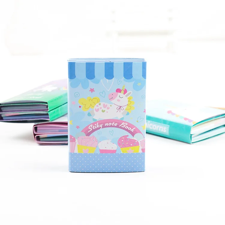 Simpatico cartone animato unicorno 6 pieghevole Memo Pad laser N Times note adesive Memo Notepad segnalibro regalo di cancelleria