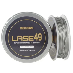 LANSEYU 50M Fishing stainless steel wire Fishing lines 44LB-70LB 49 strands soft wire line Cover with plastic Waterproof Coating