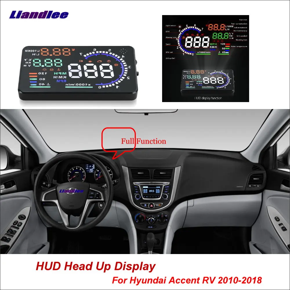 

Car HUD Head Up Display For Hyundai Accent RV 2010-2018 Digital Speedometer Fuel Consumption Projector Screen Detector