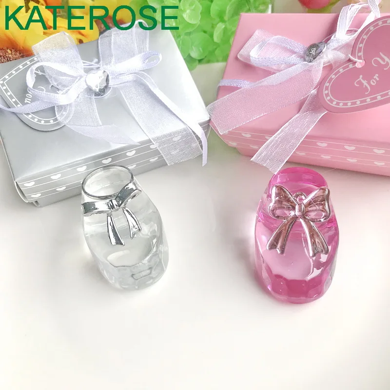 【KATEROSE】Wedding Gefälligkeiten und Geschenke Einzigartige Kristall Baby Schuh mit Geschenk Box