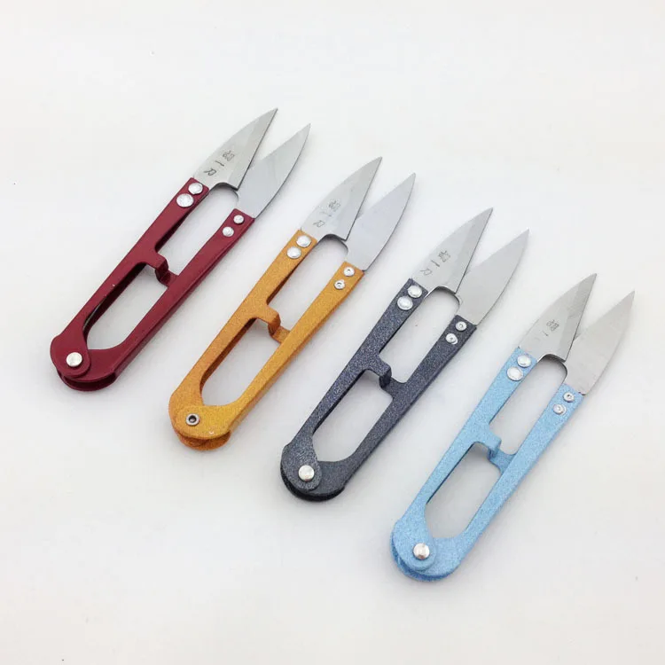 4pcs lot high quality U shape scissors durable stainless steel cross stitch shear yarn embroidery cutter