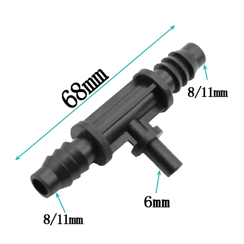 3-way Connectors for 6mm Nozzle Garden Plant Irrigation System Watering Mist Nozzle Splitters for 3/8 Inch Hose 10 Pcs