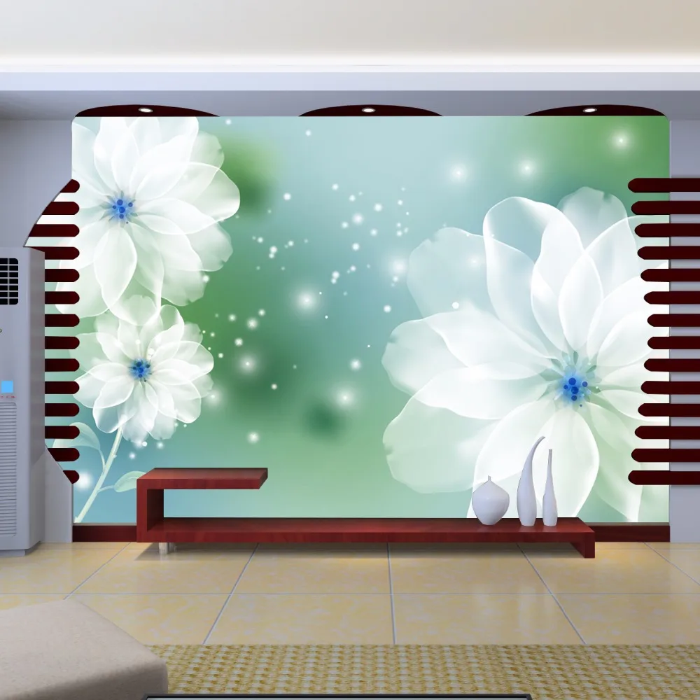 beibehang 3d three-dimensional mural large bedroom  TV background wallpaper simple and stylish non-woven fabric fantasy flower