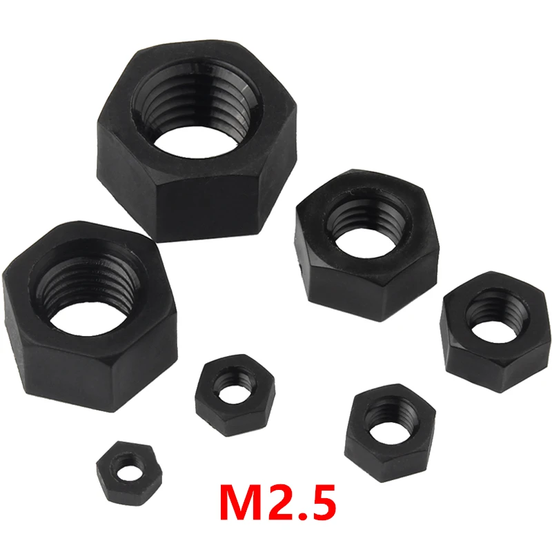 

1000pcs M2.5 Black Nylon Hex Nut Hexagon Plastic Nuts NL66