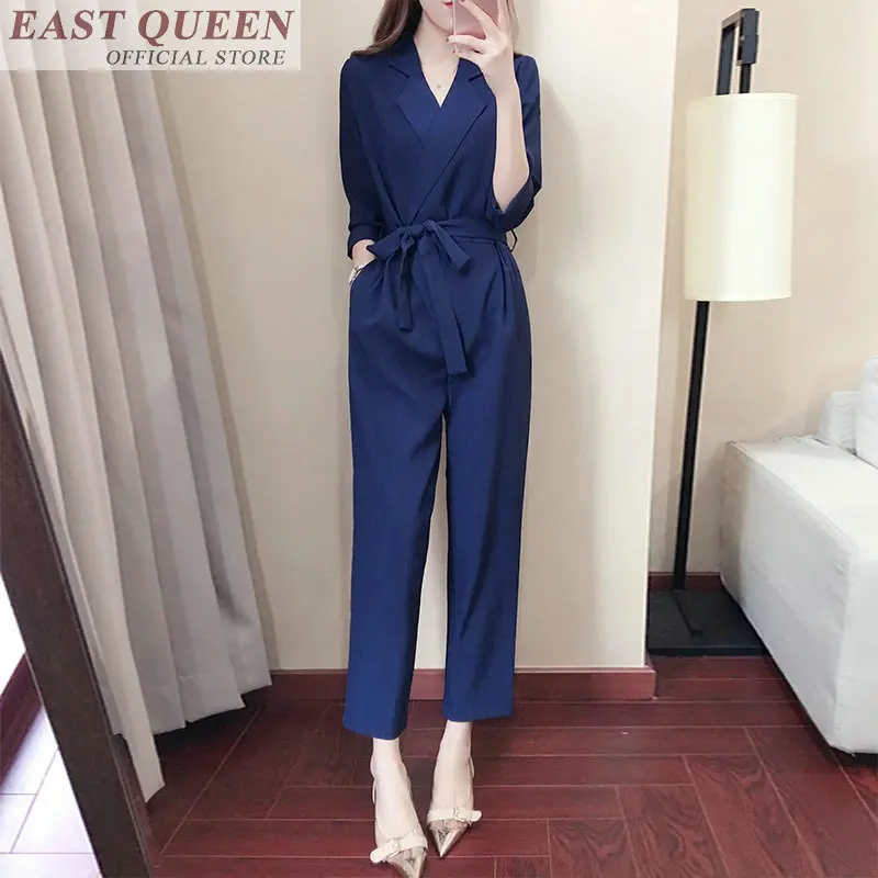 Jumpsuits ผู้หญิงข้อเท้าความยาวกางเกง sashes ธุรกิจ overalls สำหรับผู้หญิง elegant casual office lady jumpsuit DD630 L