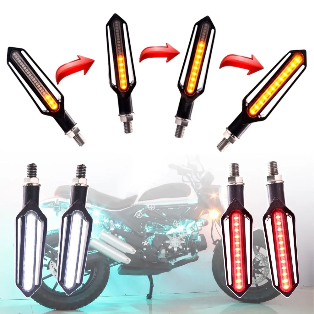 Motorcycle Accessories Turn Signal Light Flowing Water Indicator Lighting White DRL Indicators Blinkers Flickerred Brake Lamp