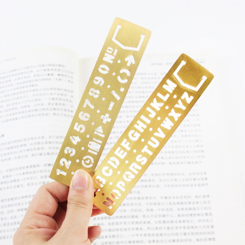 1Pc Creative Vintage Holle Metalen Ruler Kawaii Brief Aantal Bookmark Heersers Sjabloon Heerser Voor Kids Gift School & Kantoor levert