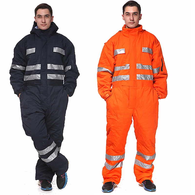 

Men Overalls Thicken Warm Winter Clothes Work Clothing Long Sleeved Hooded Coveralls Reflective Wear-resistant Labor Overalls