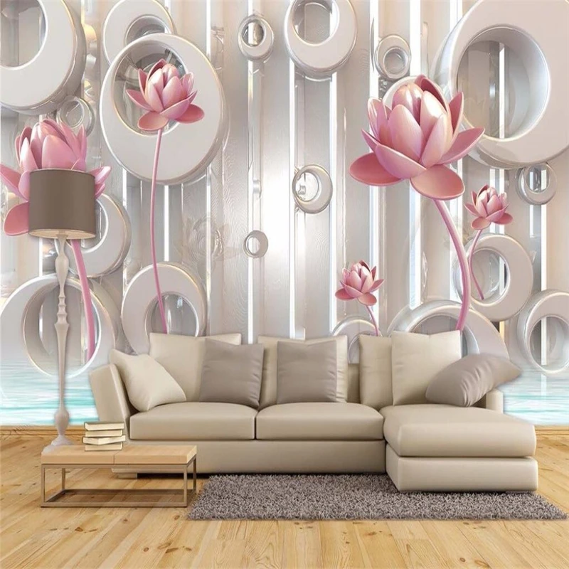 custom 3D photo Lotus wall paper living room TV background wallpaper backdrop covering large wall mural wallpaper for wall 3d