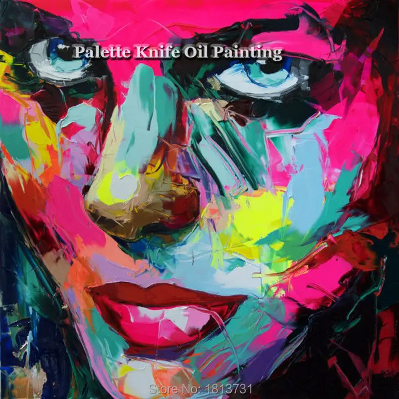 

Hand painted Francoise Nielly Palette knife portrait Face Oil painting Character figure canva wall Art picture15-59