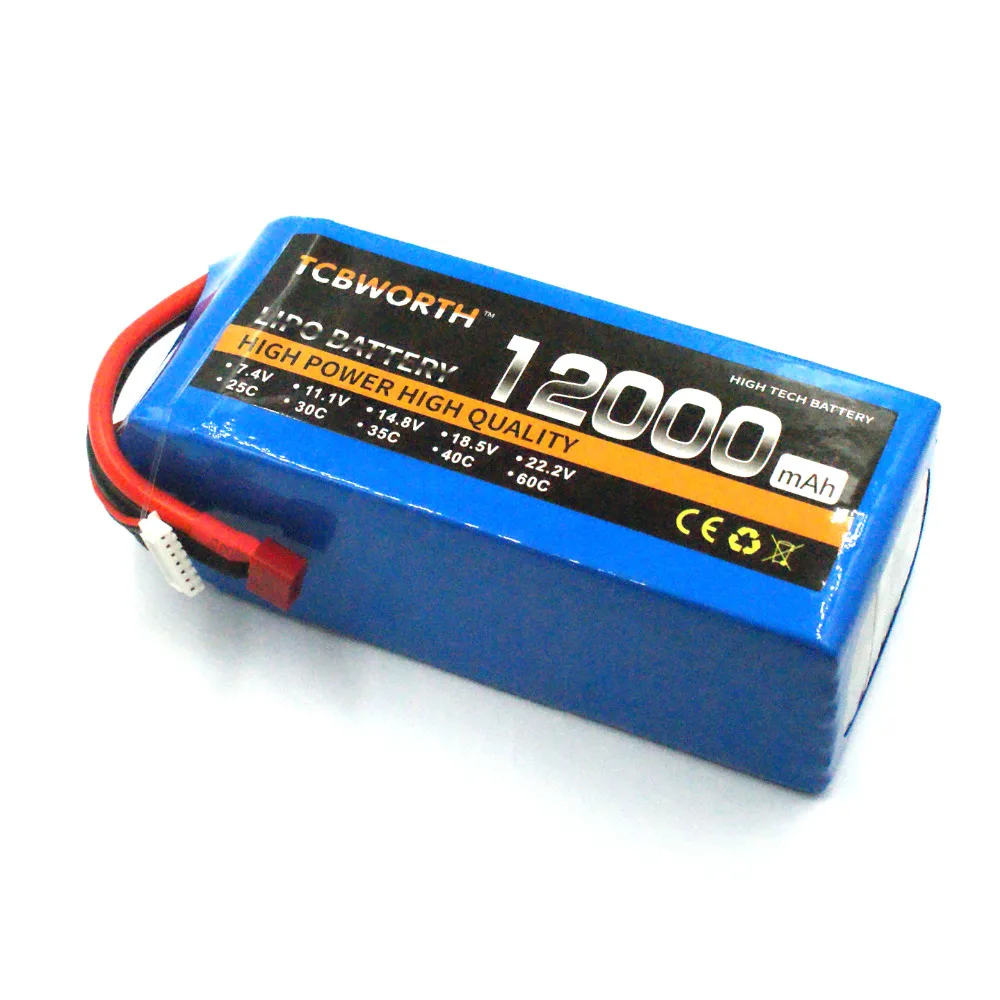 

RC LiPo Battery 6S 22.2V 12000mAh 25C For RC Helicopter Quadrotor Car Airplane Aircraft Models 6S RC Lithium Batteries