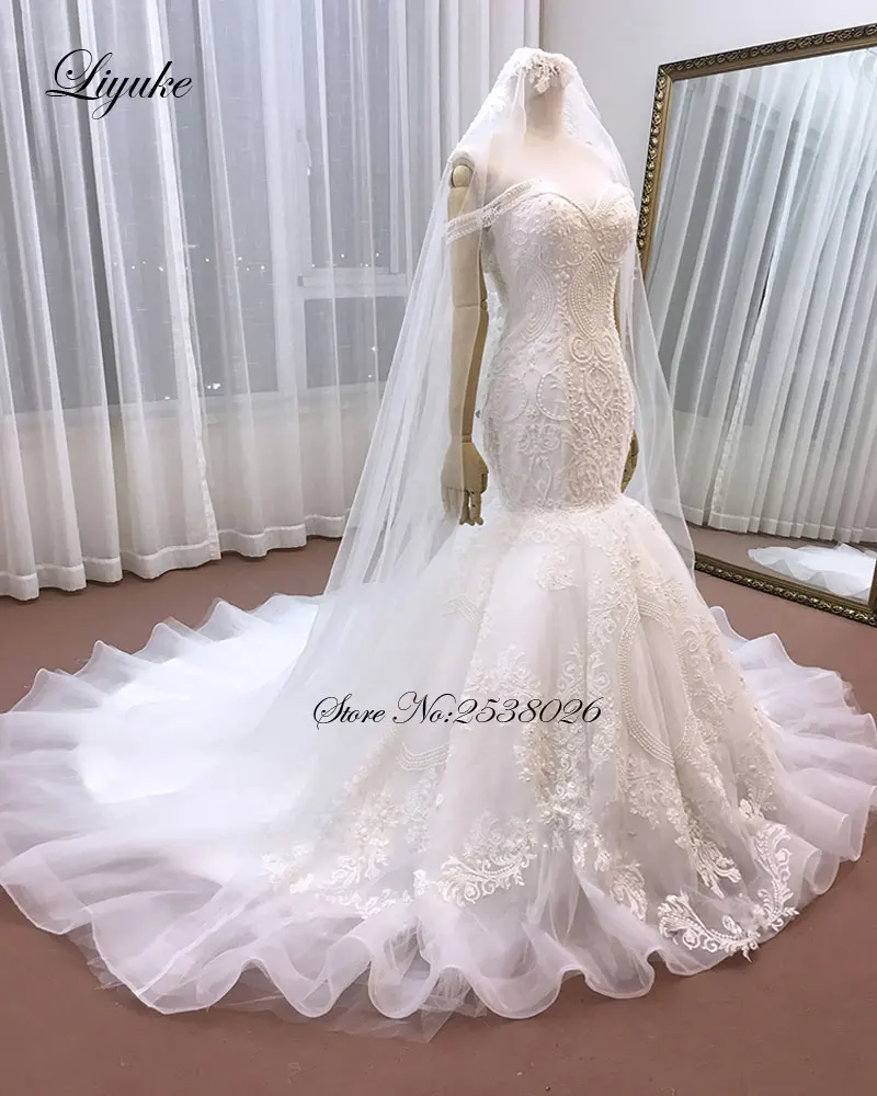 Liyuke Vintage Organza Sweetheart Bride Dress With Natural Waist Heavily Beading Pearls Mermaid Wedding Dresses Vestido De Noiva