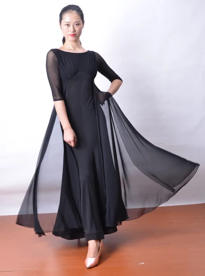 

Modern dance ballroom large scale wing cross Halter sleeve dress W13016 modern practice dress