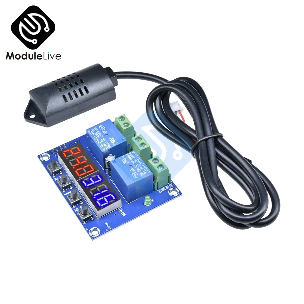 XH-M452 High Precision DC 12V 10A Digital LED Dual Output Temperature and Humidity Controller Module with SHT20 Sensor