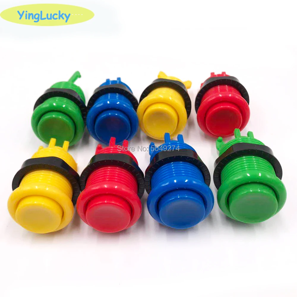 Yinglucky 8 Buah/Lot 28Mm Happ Tombol Tekan Amerika Standar Gaya dengan Sakelar Mikro Kit DIY Suku Cadang Mesin Permainan Tombol Arcade