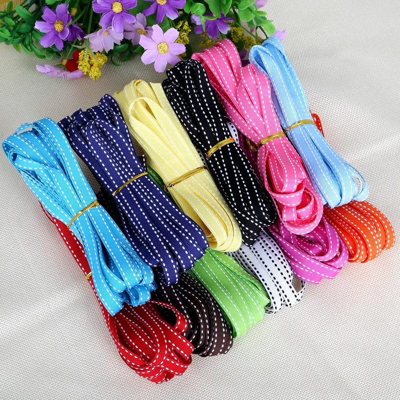 12 Colors Dot Grosgrain Ribbon Garment Sewing Accessories DIY Decorative Arts and Crafts Gift Wedding Baking Ribbon 5y 10mm