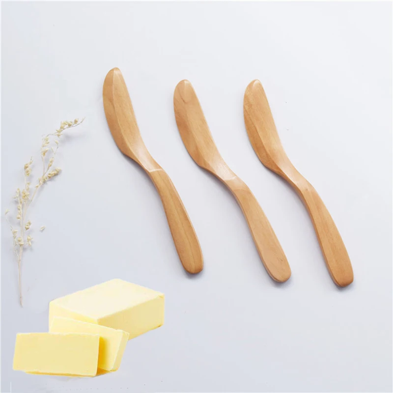 

Wood Knife Butter Knife Sword Japanese Ladle Marmalade Creative Tableware Solid Cutlery Smooth Dinnerware Elegant Knives 3/6pcs