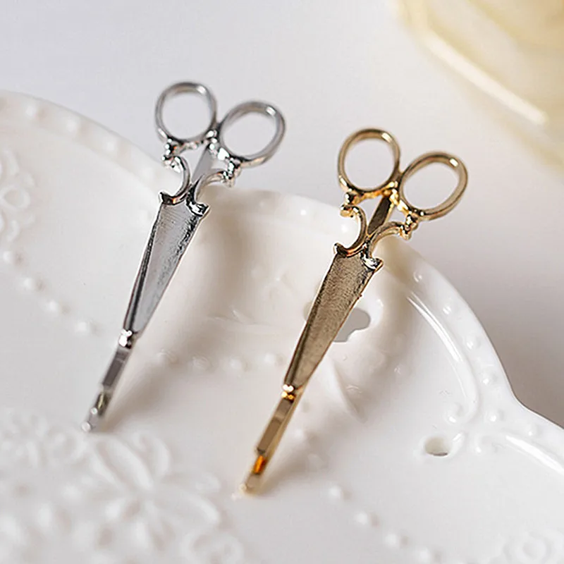 1pc Women Hairpin Scissors Pattern Hair Clip Hair Barrettes Apparel Accessories Gold Color Headpiece Wholesale Hair Jewelry