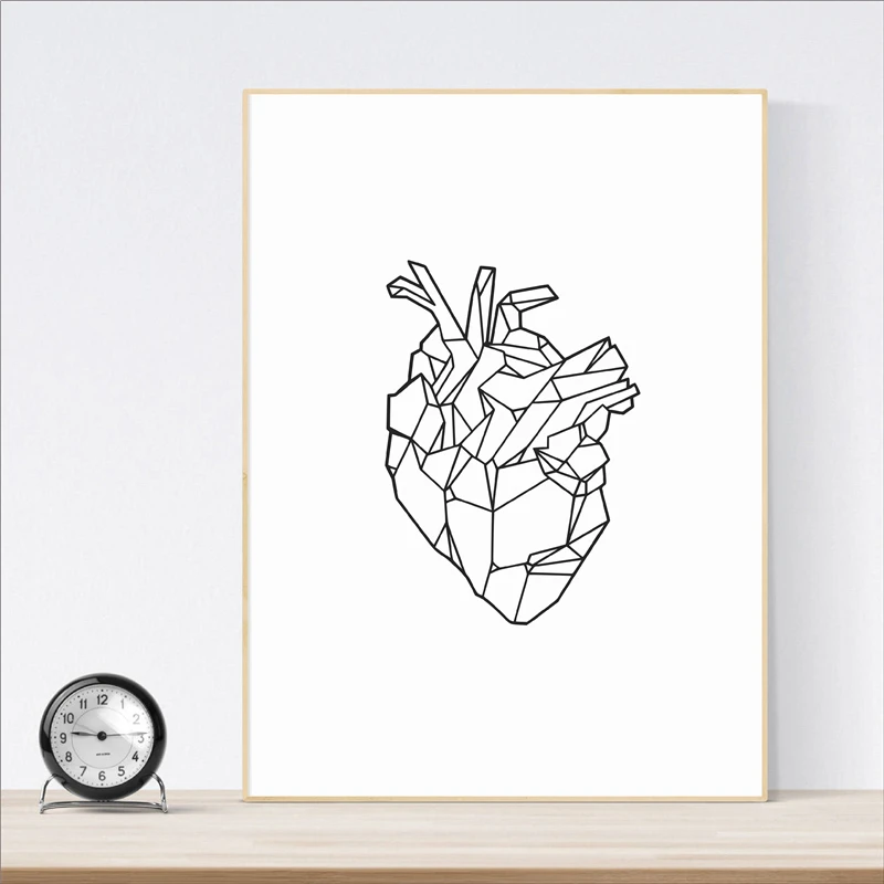 Geometric Heart Art Poster Print Wall Art Medicine Anatomy Heart Canvas Painting Wall Picture For Wall Anatomical Decor