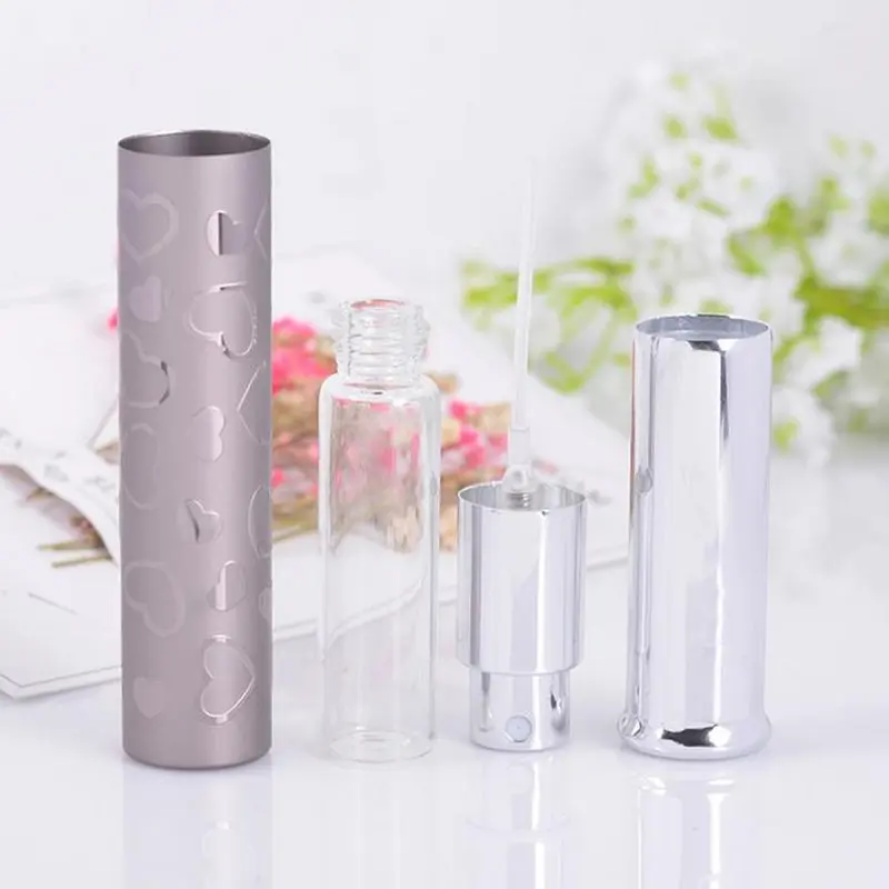 Heart Printing 6ml Refillable Perfume Bottle For Unisex Portable Traveler Aluminum Empty Parfum Spray Bottles