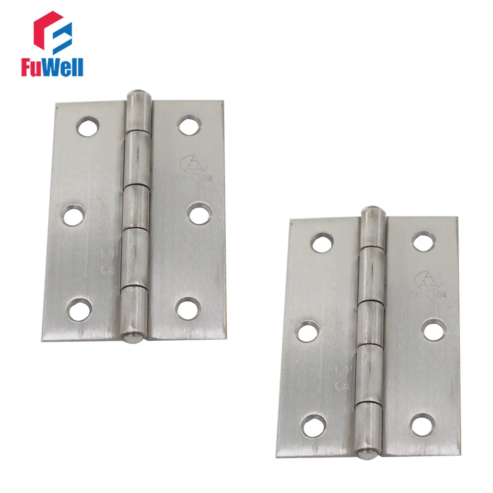 10pcs 3inch 304 Stainless Steel Door Butt Hinge Furniture Fixtures Corner Hinges Cabinet Rotating Door Box Hinges