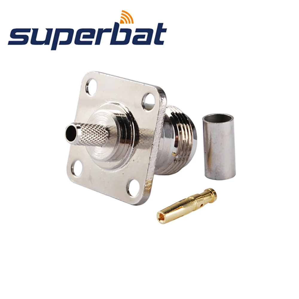 Superbat N Crimp Female with 4 hole Panel Mount RF Coaxial Connector for Cable RG58 RG142 RG400 LMR195