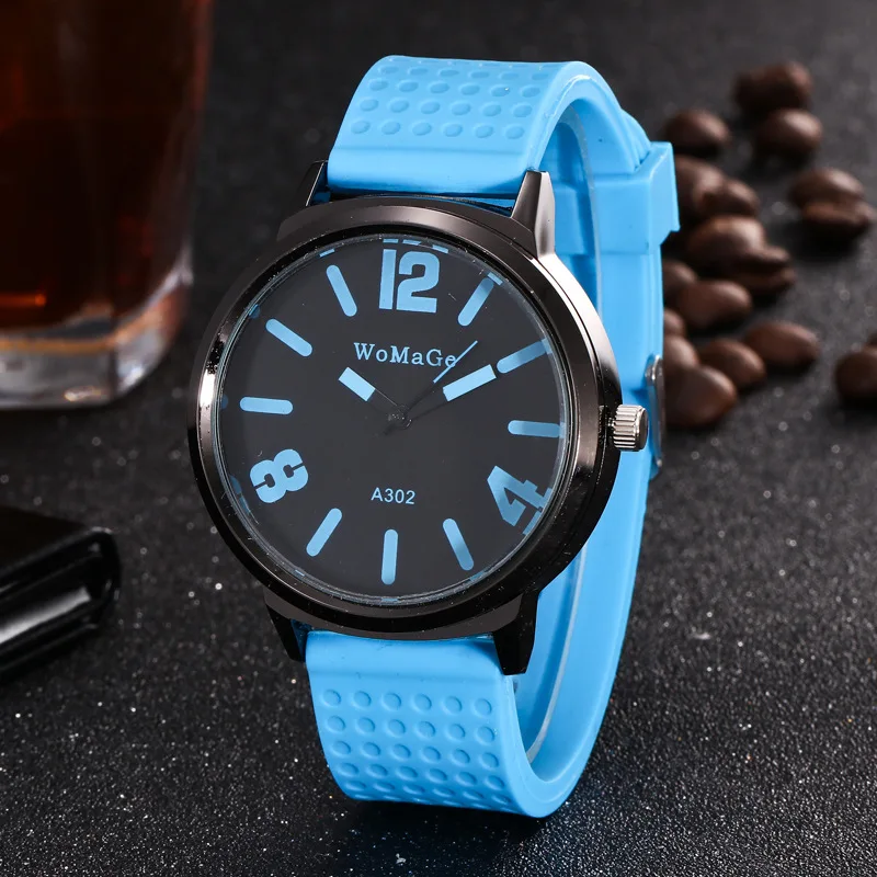 

High Quality Fashion Brand Factory Price Candy Colour Big Dial Womage Woman Man Unsex Student Silicone Band Quartz Watches