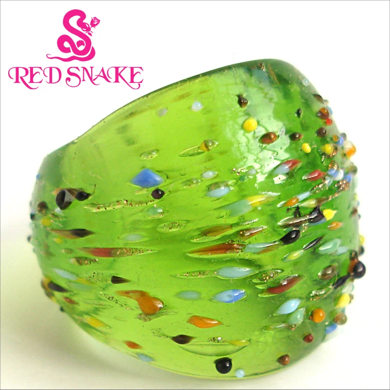 RED SNAKE Fashion Ring Handmade White with Stereoscopic points Murano Glass Rings