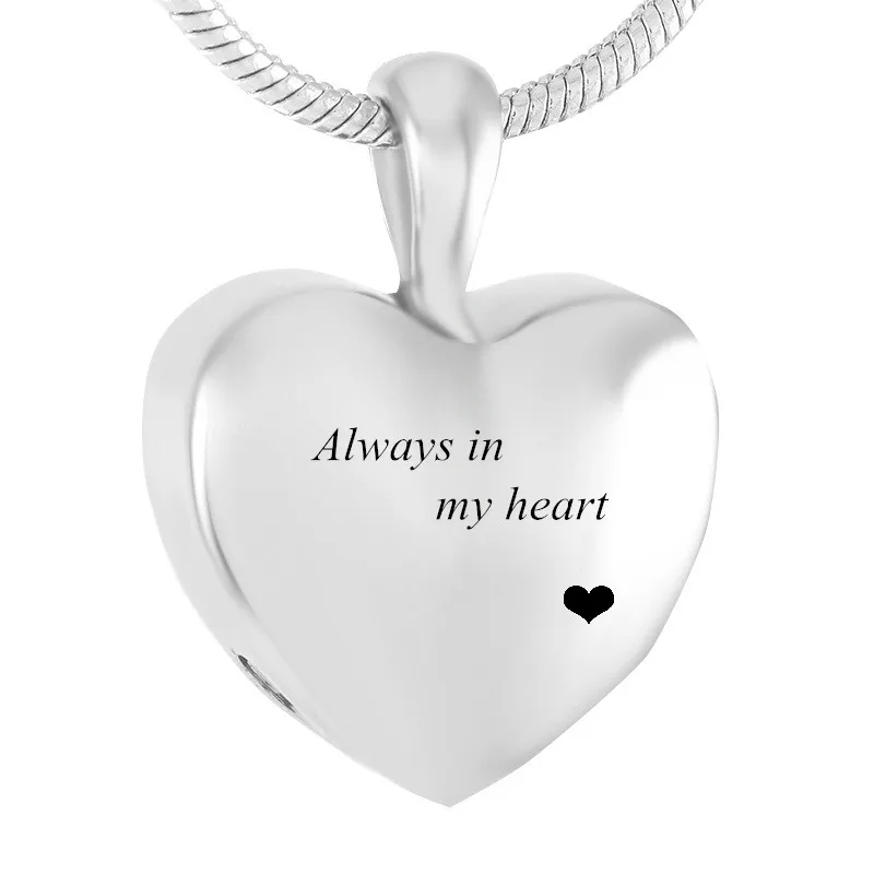 IJD9357 Stainless Steel Cremation Necklace Heart Shaped Memorial Urn Commemorative Gift for Women Pendant Jewelry