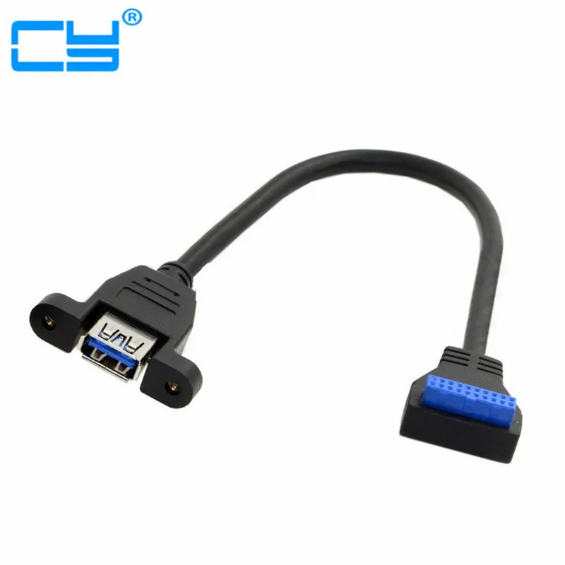

USB 3.0 Single Port A Female Screw Mount Type to Straight & Up Angled Motherboard 20pin 20 pin Header Cable