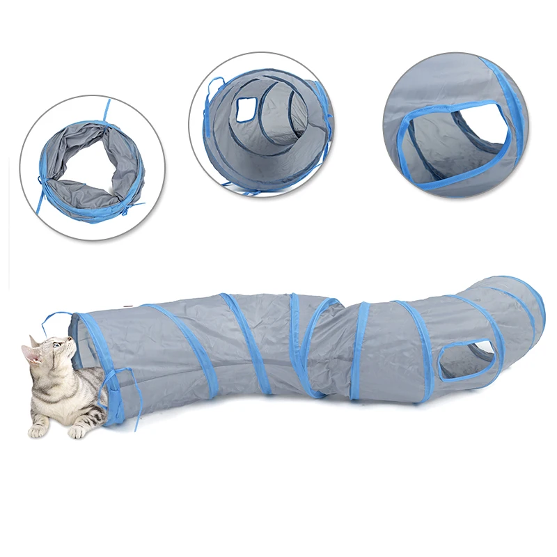 "S" Drôle Pet Tunnel Chat Jouer Tunnel Brun Pliable 1 Trous chat Tunnel Chaton Chat Jouet En Vrac Chat Jouets Lapin Jouer Tunnel