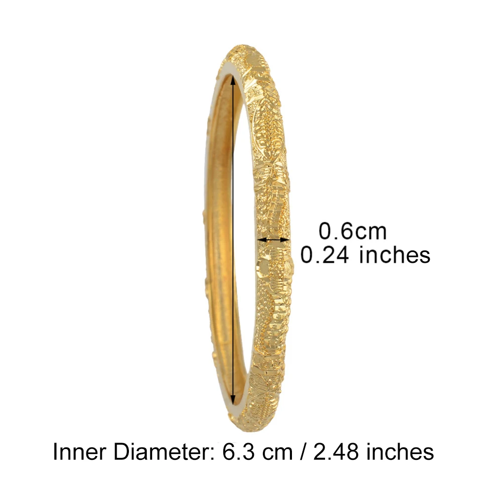 Anniyo 4 Pieces/Lot Dubai Bangle Women Ethiopian Gold Color Bracelets Middle East Best Wedding Jewelry African Ornaments @086706