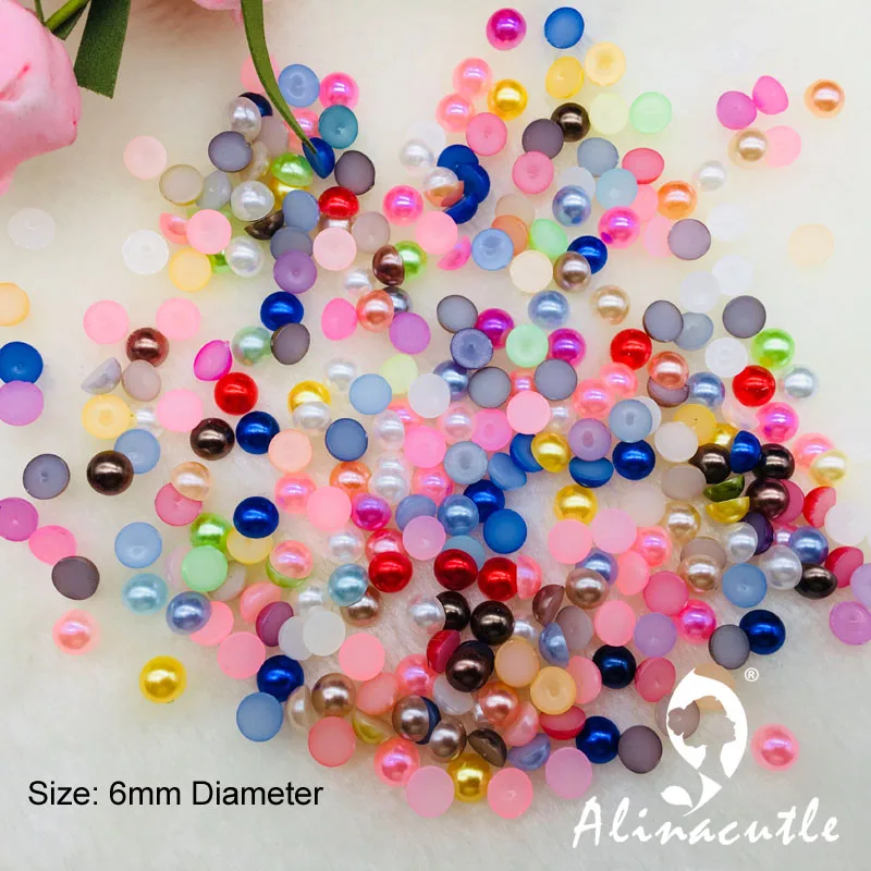 18g  6mm Shakers flat back pearl flat bottom gems round resin Stone Stickers DIY handmade Art Crafts Scrapbooking pearls