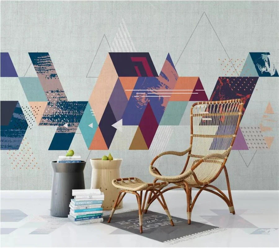 

wellyu Custom wallpaper 3d photo murals Nordic abstract colorful geometric pattern background wall papers home decor wallpaper