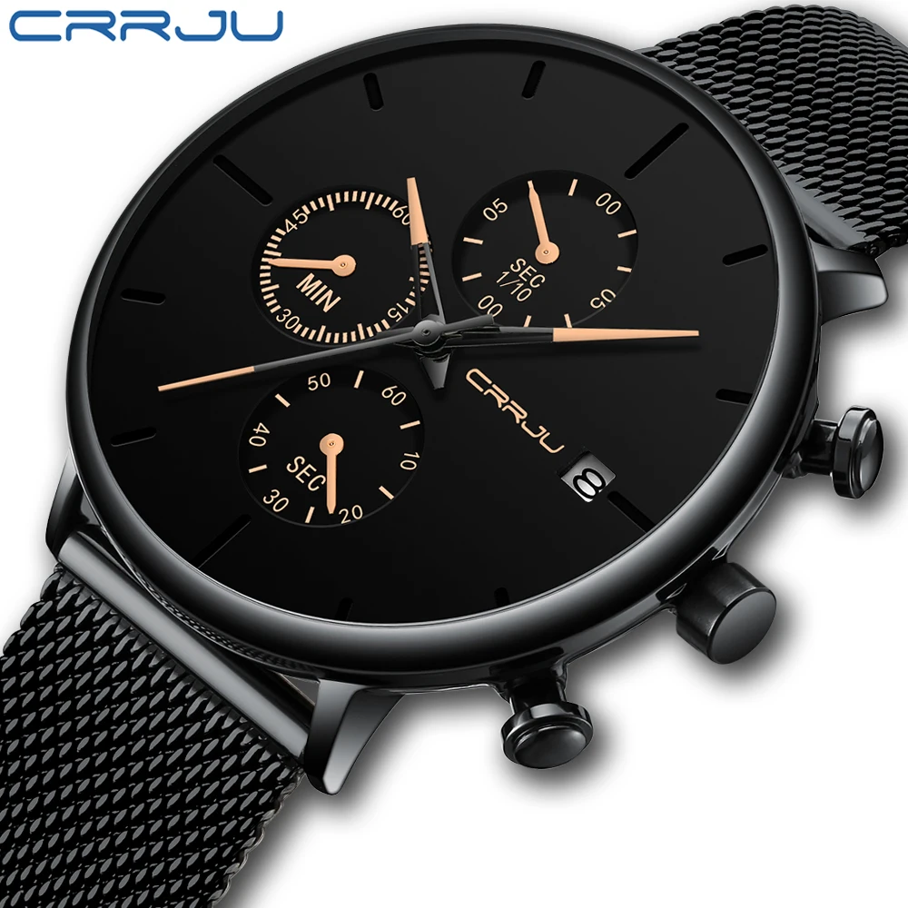 

Relogio Masculino Relojes CRRJU Watch Mens Watches Top Brand Luxury Sport Quartz Watch Business Waterproof Wristwatch