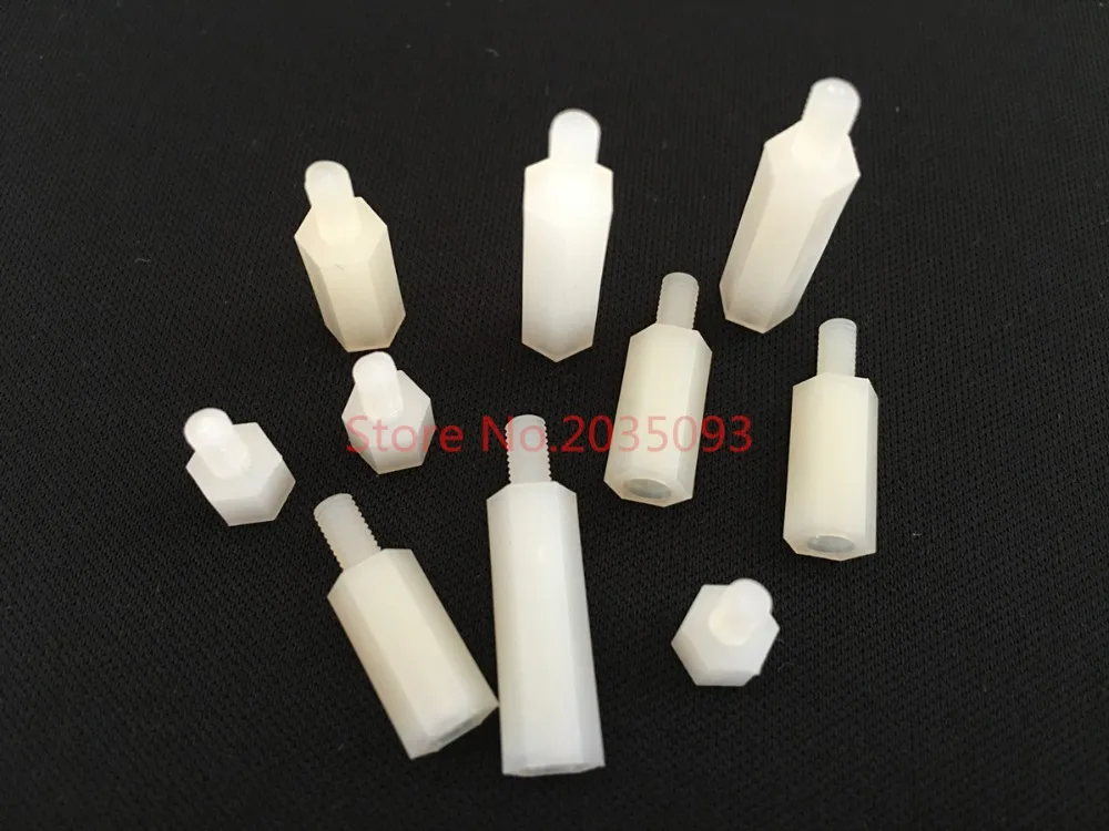 10pcs Male To Female Thread M3*5/6/7/8/9/10/11/12/13/14-30mm+6mm White Plastic Nylon Hexagon Hex Standoff Spacer Pillars/column