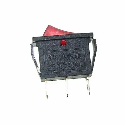Interruptor rocker para barco o/f, 5x15a, vac/20a, 125vac, 3 terminais, luz vermelha neon