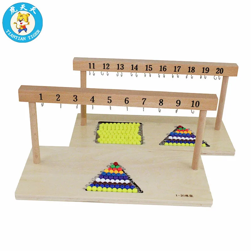 

Baby 3-6 Years Montessori Math Toy Hanging Beads Holder Number From 1-20 With Color Beads School Teaching Aids