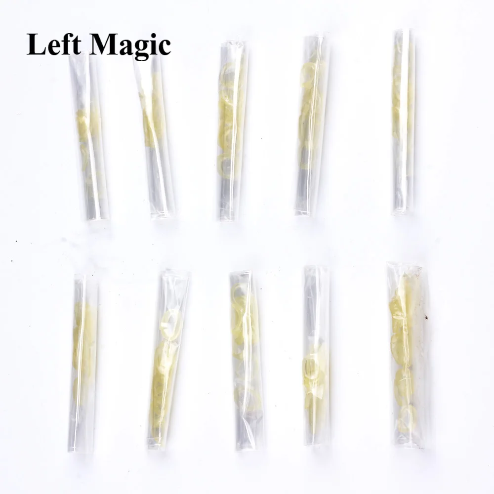 10pcs Rubber Bands For Folding Coins key tube Bitten Cookie magic tricks magician prop tool Toys