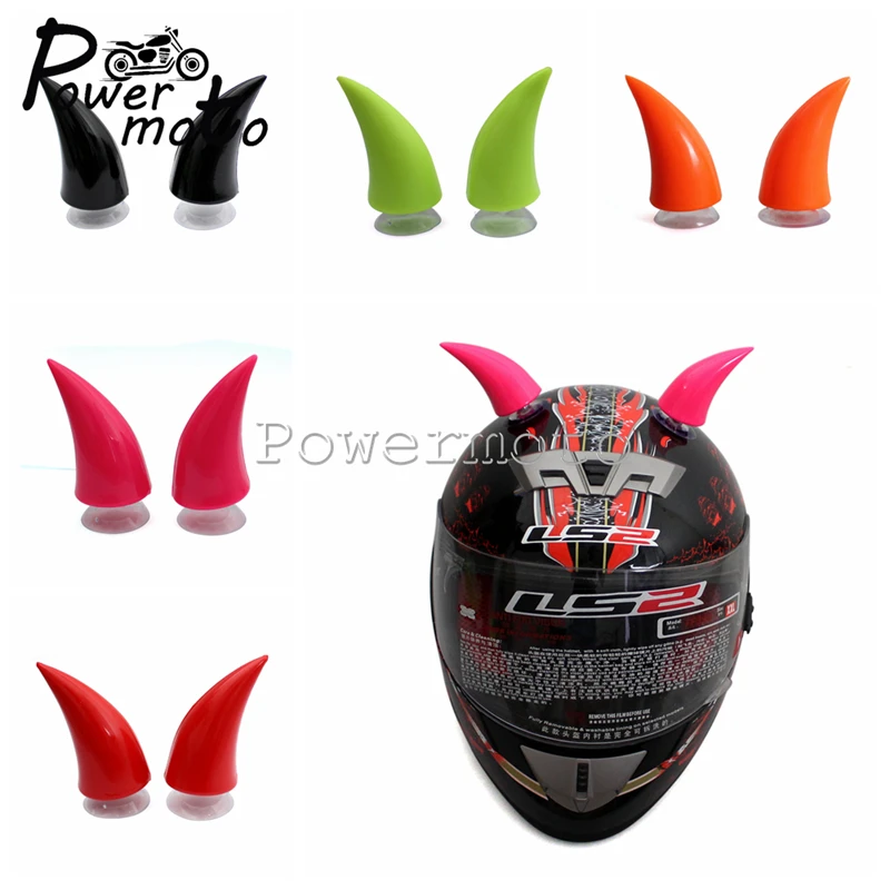 

Motorcycle Helmet Devil's Horn Punk Style Black Red Pink Green Orange Capacete Cascos Decoration Helmet Accessories Suction Cup