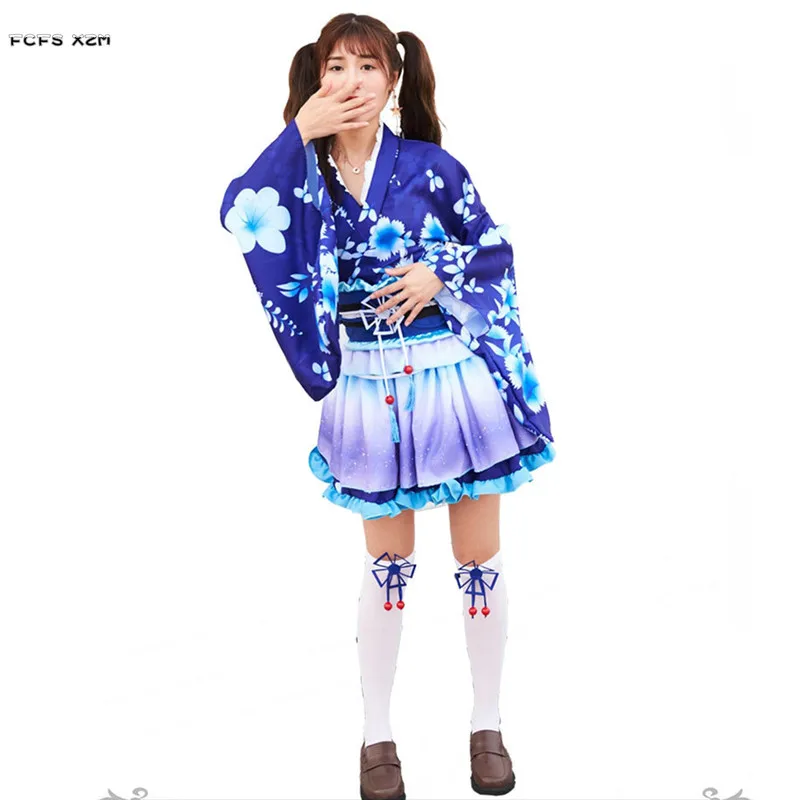 Woman Kimono Cosplay Japanese Traditional Clothing Summer Bathrobe Nightgown Halloween Costumes Masquerade Role Play Party Dress