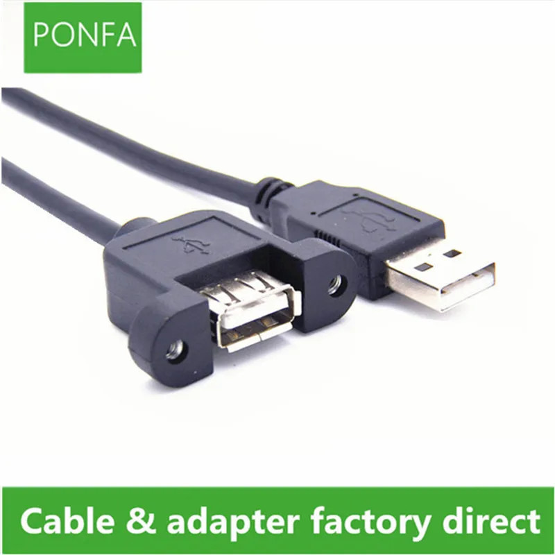 USB 2.0 male to female extension Cable USB 2.0Type A male to female Extension Cable with screw Panel Mount holes 20cm 50cm 1M 3M