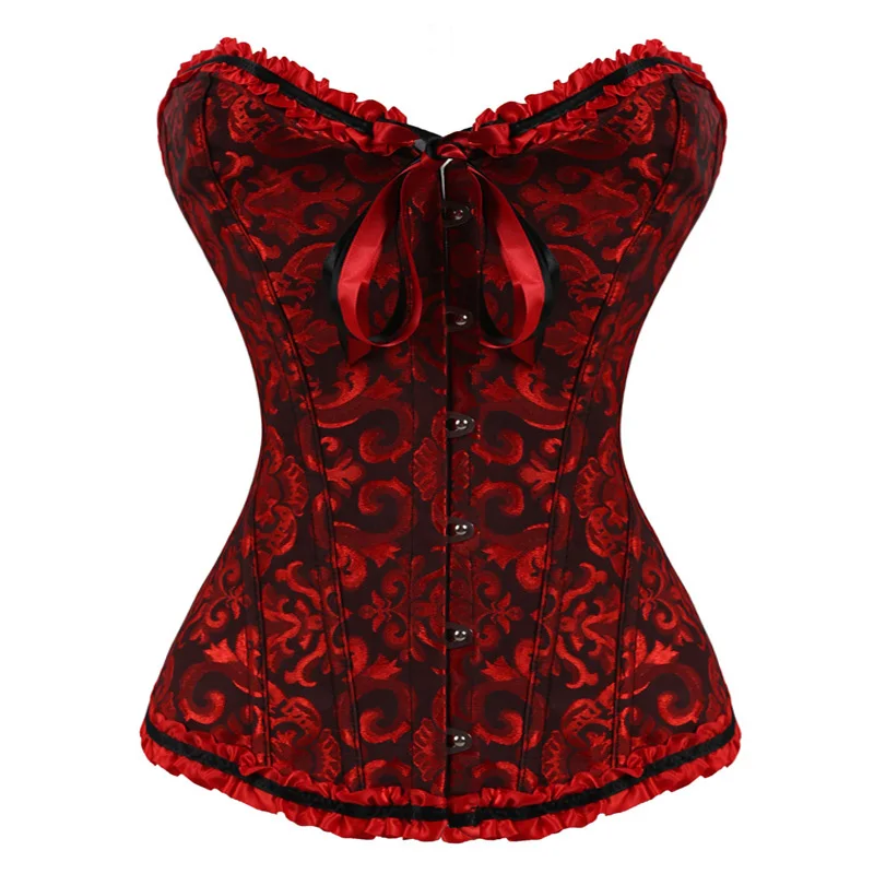 S-6XL Plus Size Women Corset Sexy Cotton Lace Up Bow Overbust Corsets And Bustiers Sexy Gothic Lady Slimming Waist Shaper Corset