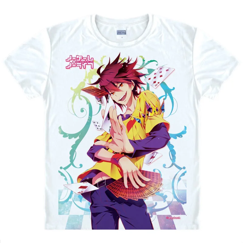 Coolprint Japanese Anime Shirt NO GAME NO LIFE T-Shirts Multi-style Short Sleeve Sora and Shiro Cosplay Costume Kawaii Gift