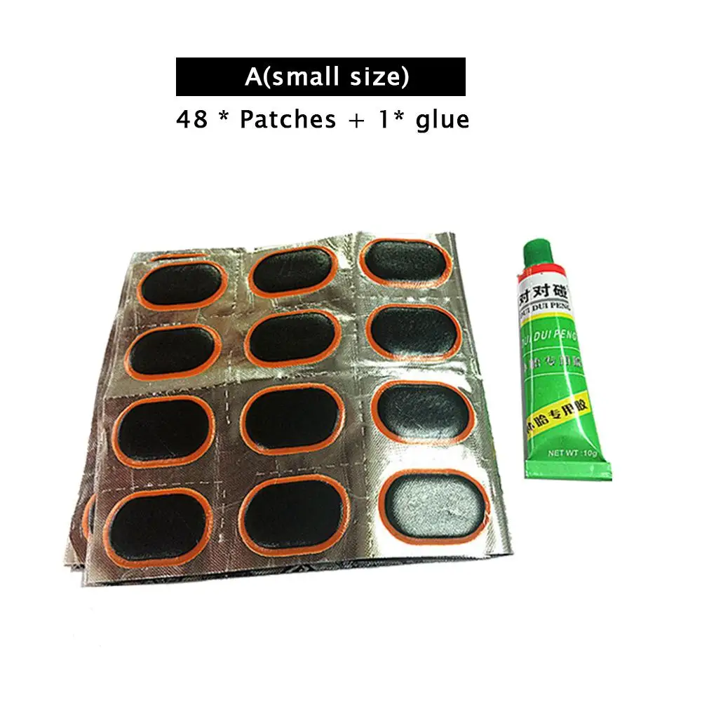 48Pcs+1 Glue Motorcycle Bike Repair Tool Tire Tyre Rubber Patch Piece Cycling Puncture Repair Tools Kits Banden Reparatieset