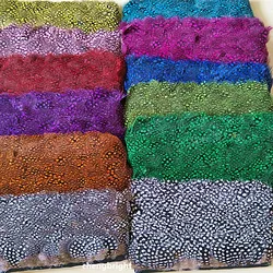 Sell 1 yards Scarce natural guinea fowl feathers  ribbon 2-3inch/6-8cm wide Clothing accessories stage performance diy Carnival