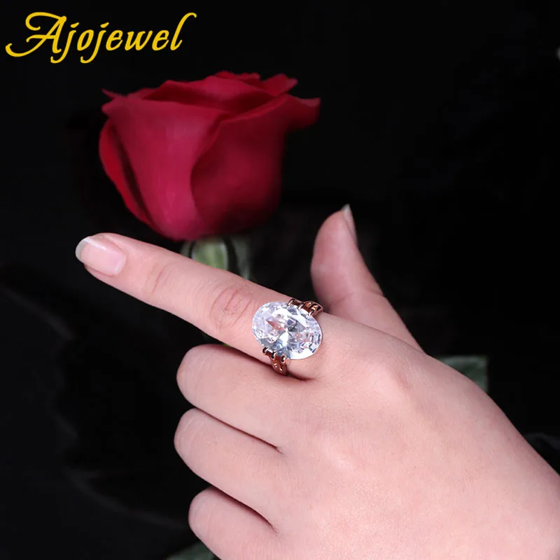 Size 7-8 Oval Shaped Big Cubic Zircon Rings For Women Luxury Wedding Engagement Jewelry