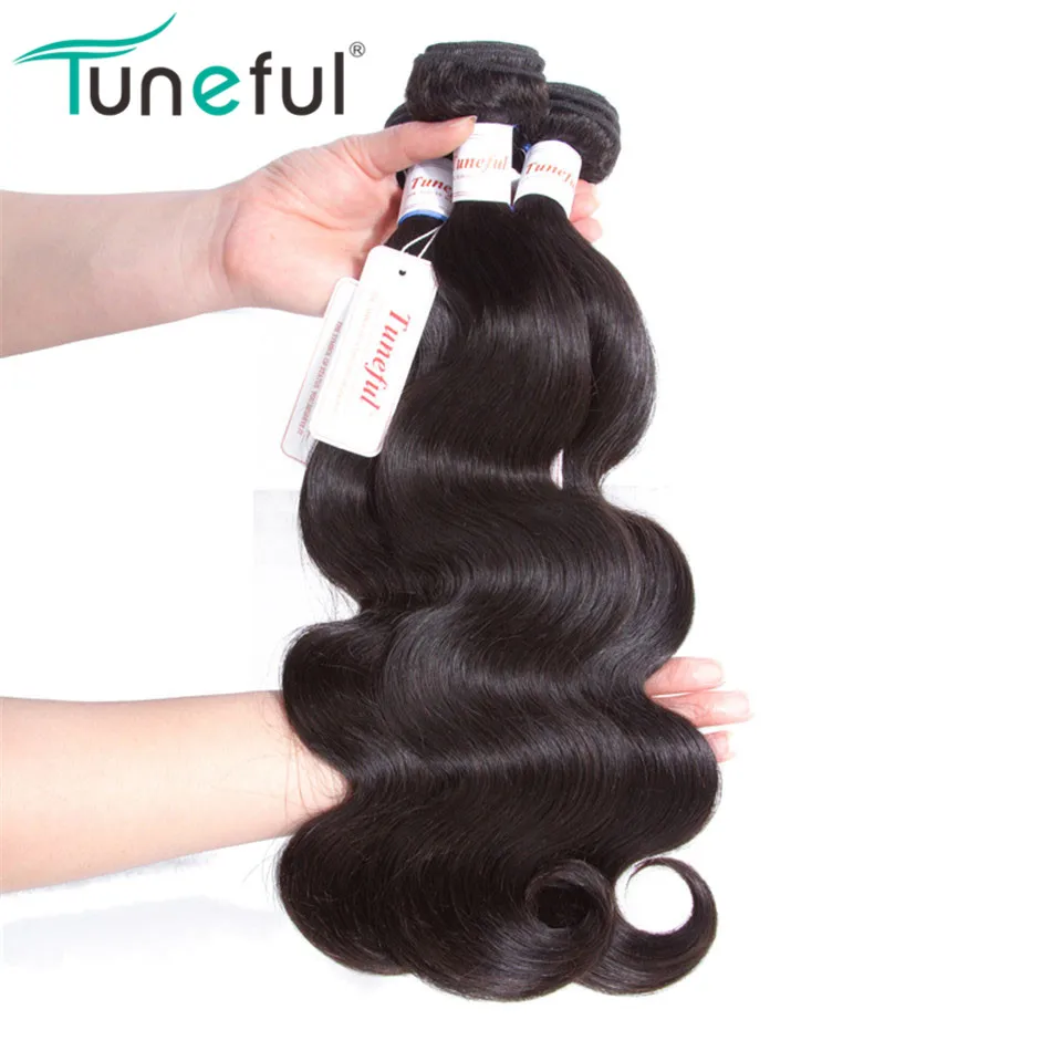 Peruvian Body Wave Hair 3 Bundles Tuneful Non Remy Hair Weave Extensions Natural Color 100% Human Hair Bundles Hair Weft