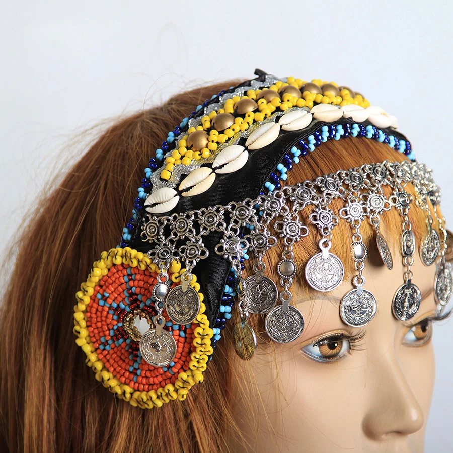 New Arrivals Gypsy Dance Women Beads Headpiece Metal Head Chains Coins Vintage Jewelry Tribal Belly Dance Accessories